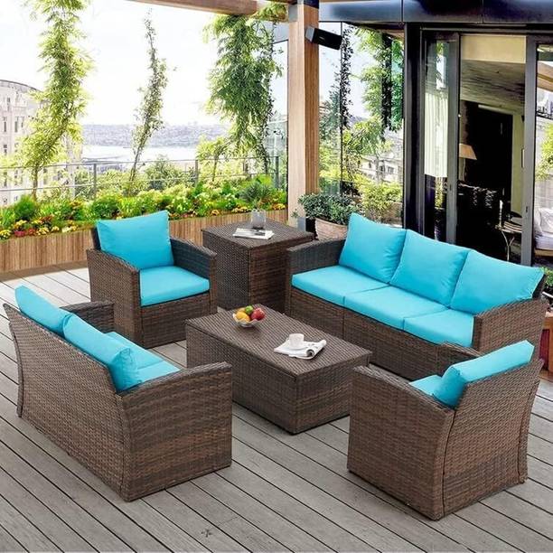 Mymigos Outdoor 7-Seater Wicker Sectional Sofa Waterproof Outdoor Furniture Fabric 7 Seater  Sofa