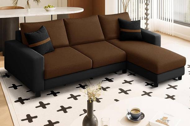 Dr Smith Modern L-Shape Sofa Set - Right-Hand Sectional Velvet Fabric with Cushion Fabric 3 Seater  Sofa