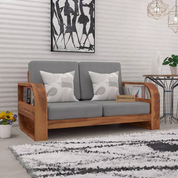 saamenia furnitures Solid Sheesham Wood 2 Seater Sofa Set For Liviing Room / Hotel / Office. Fabric 2 Seater  Sofa