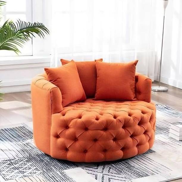 manzees Premium Cuddle Chair | Cushion Sofa | Rounded shaped Sofa with 3 Cushion Fabric 1 Seater  Sofa