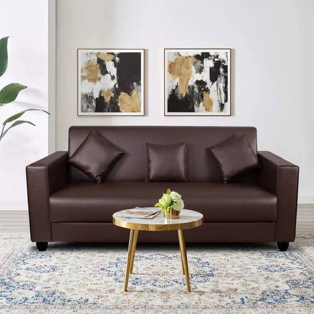 WAKESURE Premium Quality Velvet Fabric 3 Seater  Sofa