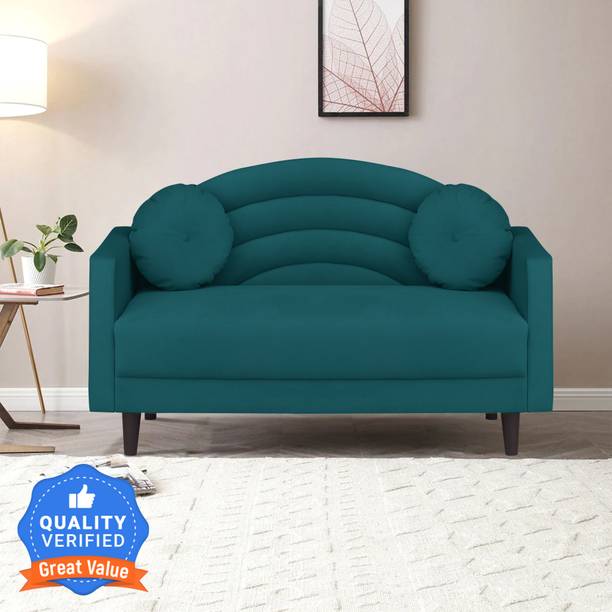 ARRA Rainbow Two Seater Sofa Round Quilted Back with Soft Velvet Fabric Fabric 2 Seater  Sofa