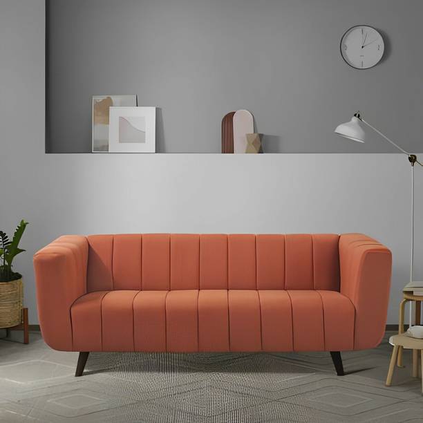 Carftjar Fully Upholstered Three Seater Sofa For Living Room , Bed Room , Office , Cafe Fabric 3 Seater  Sofa