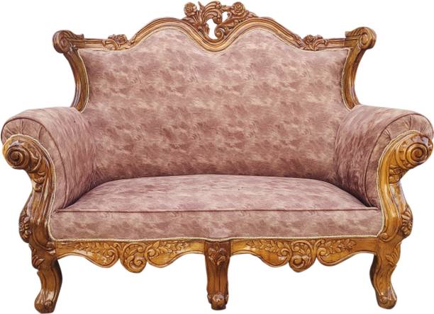 MAM ENTERPRISE Solid wood sofa set (Pure Teak (Sagun) in carving design Filling Material- Foam Fabric 2 Seater Sofa