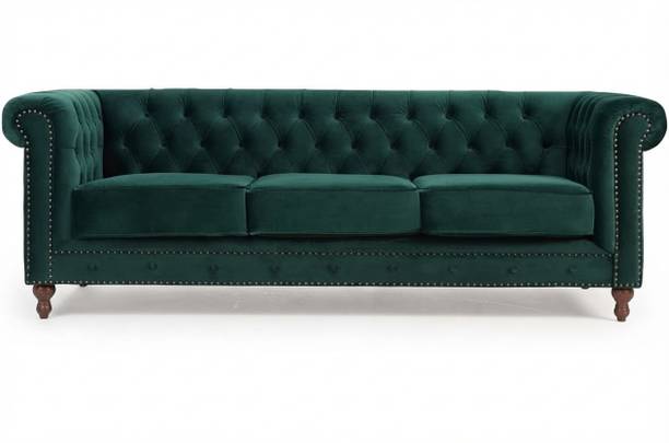 DECORIMPEX Modern and Stylish 3 Seater Chesterfield Luxury Sofa (Green). Solid Wood 3 Seater  Sofa