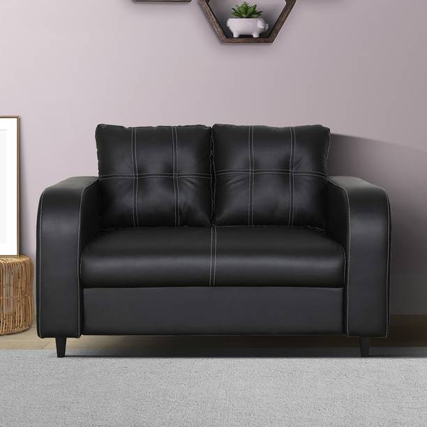 ARRA Tanaka Fully Upholstered Two Seater Cushion Back Sofa Leatherette 2 Seater  Sofa
