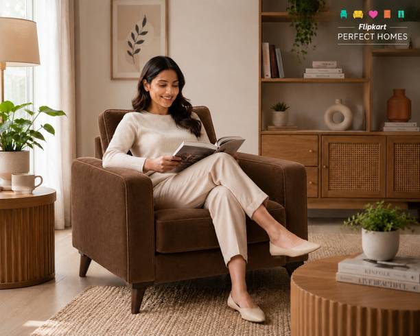 Flipkart Perfect Homes Eldric Premium Modern Fabric Sofa with cushioned seating for Living Room Fabric 1 Seater Sofa