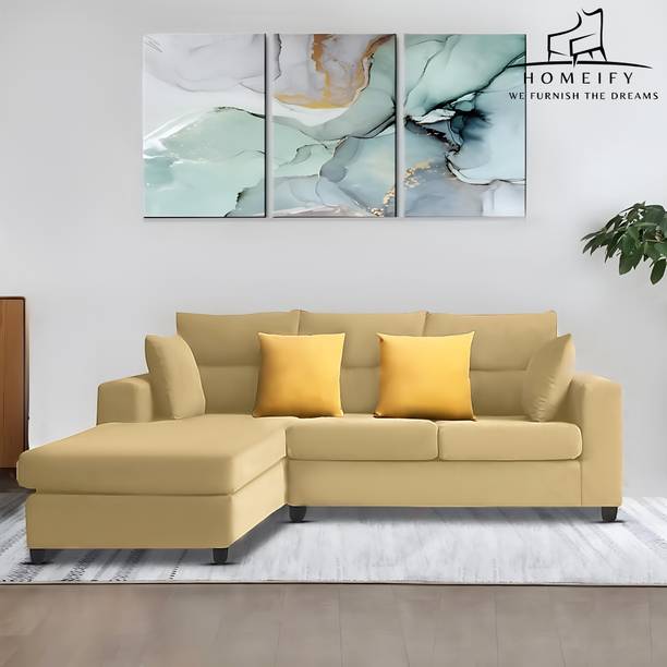 Homeify Nordic 4 Seater Fabric LHS L Shape Sofa Set for Living Room Fabric 4 Seater  Sofa