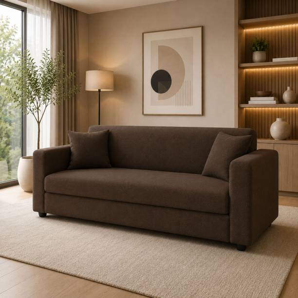 WAKESURE Premium Quality Jute Fabric 3 Seater  Sofa