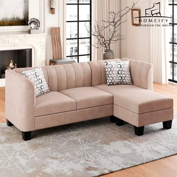 Homeify Zion Convertible Sectional Sofa Couch 3 Seater L Shaped Sofa For Living Room Fabric 3 Seater  Sofa
