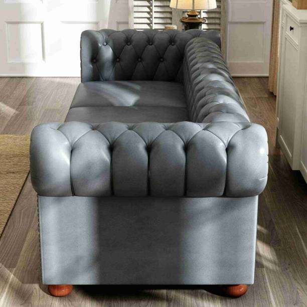 Soul Light Art Wood Chesterfield leatherette sofa wood-framed modern tufted deep seats Saleti Half-leather 3 Seater  Sofa
