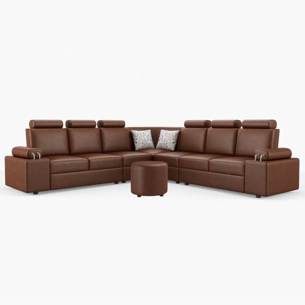Sekar Lifestyle L Shape Corner [Steel Handles] With Round Moda Leatherette 6 Seater  Sofa