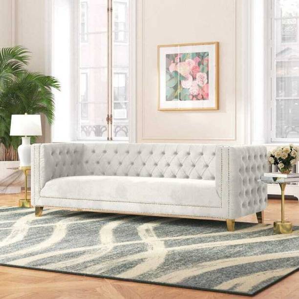 India wood mart WOODEN MODERN SOFA FOR LIVING ROOM WOODEN SOFA Fabric 3 Seater  Sofa