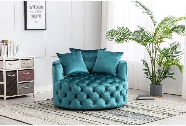 Unique Creation Handicrafts Wooden Modern Round Accent Sofa Barrel Chair wings chair Fabric 1 Seater  Sofa