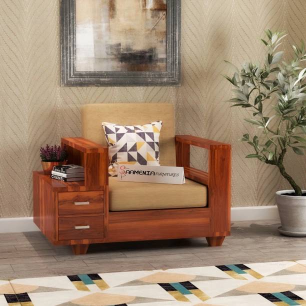saamenia furnitures Solid Sheesham Wood One Seater Sofa With Storage For Living Room / Hotel. Fabric 1 Seater  Sofa