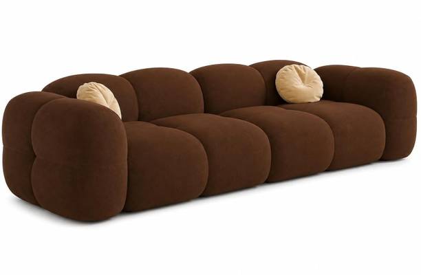 bloo mart Modern 3 Seater Sofa Set for Living Room - Beige & Red Fabric 3 Seater Sofa