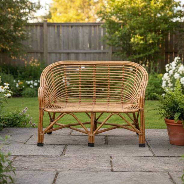 CRAFTCANE Cane Two Seater Sofa with Cushion for Home, Living Room, Studio Solid Wood 2 Seater  Sofa
