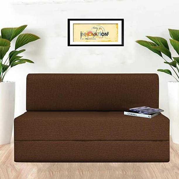 SR DECORE Fabric Fold Sofa Cum Bed | Fold Sofa | Two Seater Sofa Cum Bed | Brown Fabric 2 Seater  Sofa