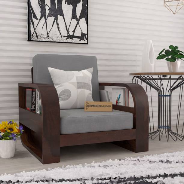 saamenia furnitures Solid Sheesham Wood One Seater Sofa Set For Living Room / Hotel / Cafe. Fabric 1 Seater  Sofa