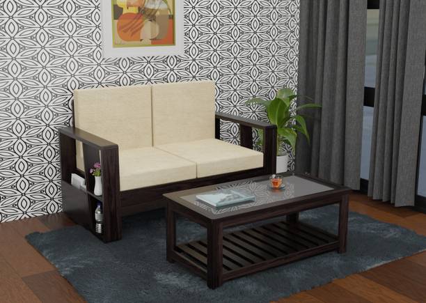WOODTREND Solid Sheesham Wood 2 Seater Sofa For Living, Waiting Room/ Office Fabric 2 Seater  Sofa