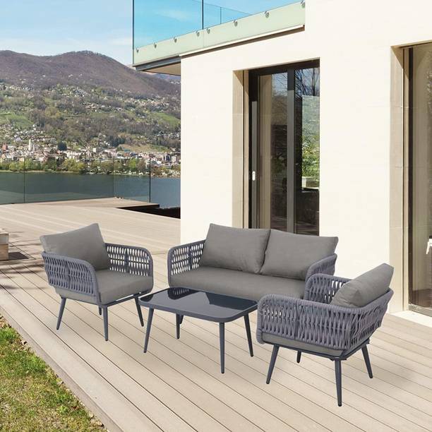 Mymigos Patio Furniture Set 4-Piece Waterproof Weaving Rope Outdoor Sofa Set Fabric 4 Seater  Sofa