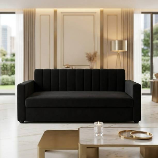 WAKESURE Premium Quality Velvet Fabric 3 Seater  Sofa