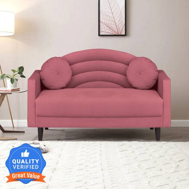 ARRA Rainbow Two Seater Sofa Round Quilted Back with Soft Velvet Fabric Fabric 2 Seater  Sofa