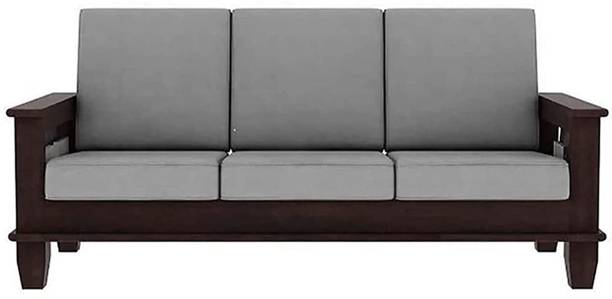 Devsignature 3 Seater WoodenSofa for Home Living Room with Mattress Fabric 3 Seater Sofa