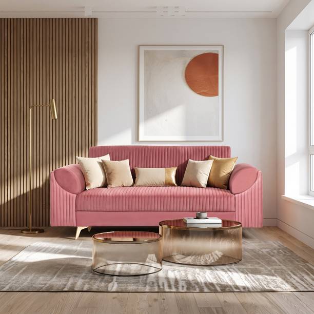 Seventh Heaven Venice 3 Seater Sofa, Extra Spacious, Polyester Holland Fabric: 1 Year Warranty Fabric 3 Seater Sofa