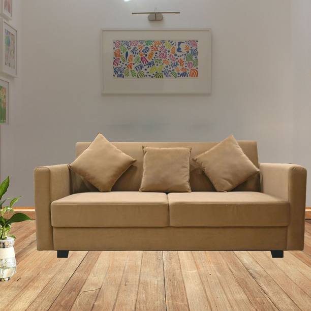 SPECIALITY PANELS Premium Relaxing Satin Cotton with Cushions Fabric 3 Seater  Sofa