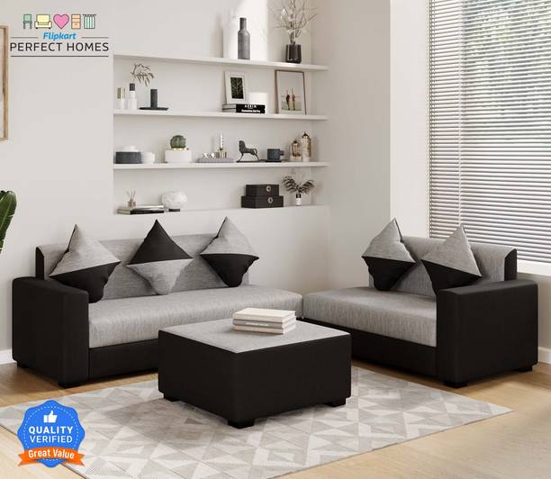 Flipkart Perfect Homes Exceed 6 Seater with Ottoman Sofa Set ll For Living Room llMolfino Fabric 6 Seater  Sofa
