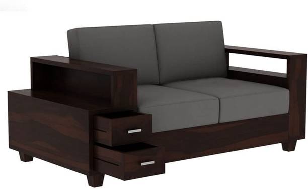HUDDA Hudda Handicraft Solid Wood 1 Sofa for Living Room Fabric 2 Seater  Sofa