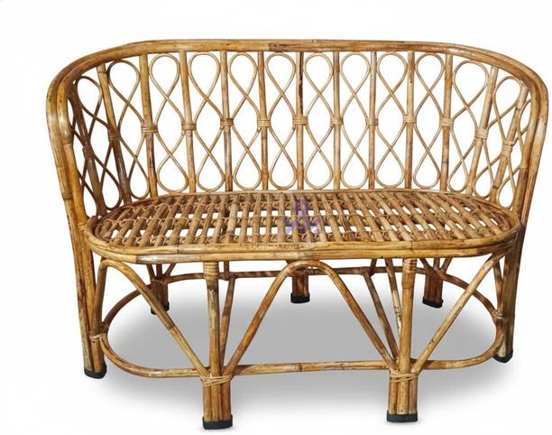 CRAFTCANE Bamboo Cane Two Seater Sofa with Cushions for Living Room, Balcony & Outdoor Use Solid Wood 2 Seater  Sofa