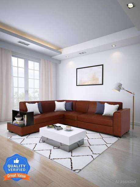 Flipkart Perfect Homes Conwy L Shape LHS Leatherette 6 Seater  Sofa