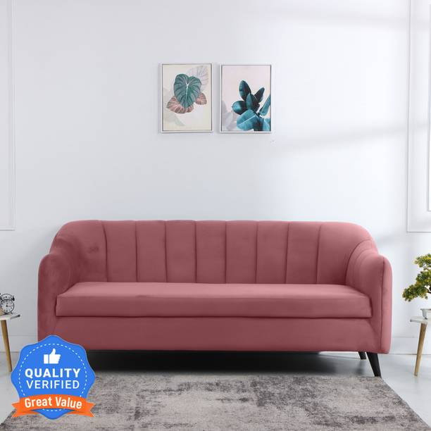 CARLTON LONDON Lukas Three Seater Sofa Dark Pink Fabric 3 Seater  Sofa
