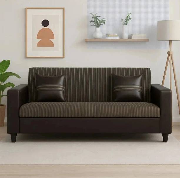 Flipkart Perfect Homes Crete Leatherette Comfortable Stylish Fabric 3 Seater  Sofa