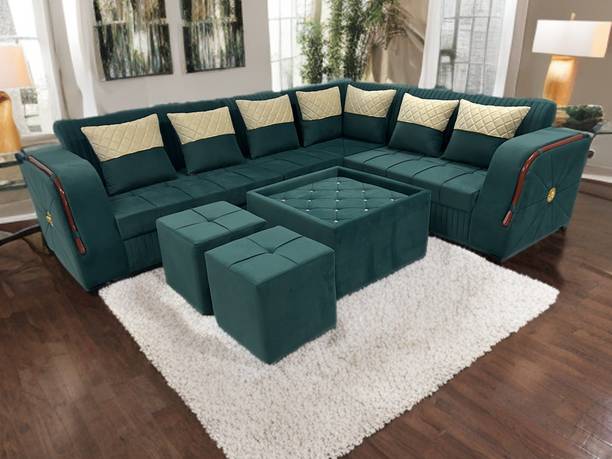 LSI INTERIOR LSI02 GREEN Fabric 8 Seater  Sofa