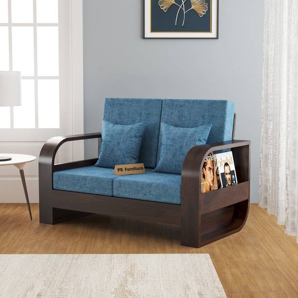 PR FURNITURE Solid Sheesham Wood 2 Seater Sofa For Living Room | Bedroom | Office Fabric 2 Seater  Sofa