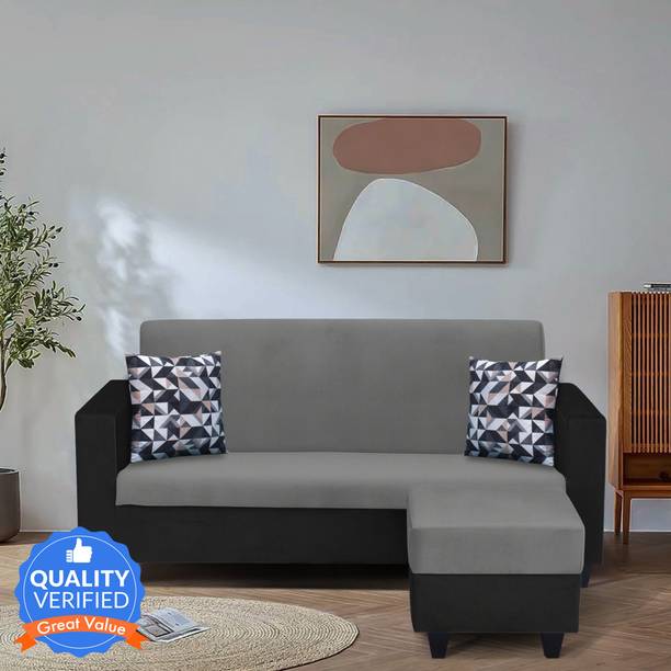 Flipkart Perfect Homes New Crete 3 Seater Sofa + Ottoman Soft Velvet Fabric Sofa Fabric 4 Seater  Sofa