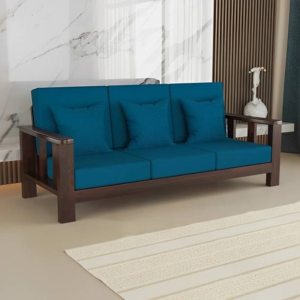 DECORWOOD Solid Sheesham Wood 3 Seater Sofa For Living Room, Café, Office. Fabric 3 Seater  Sofa