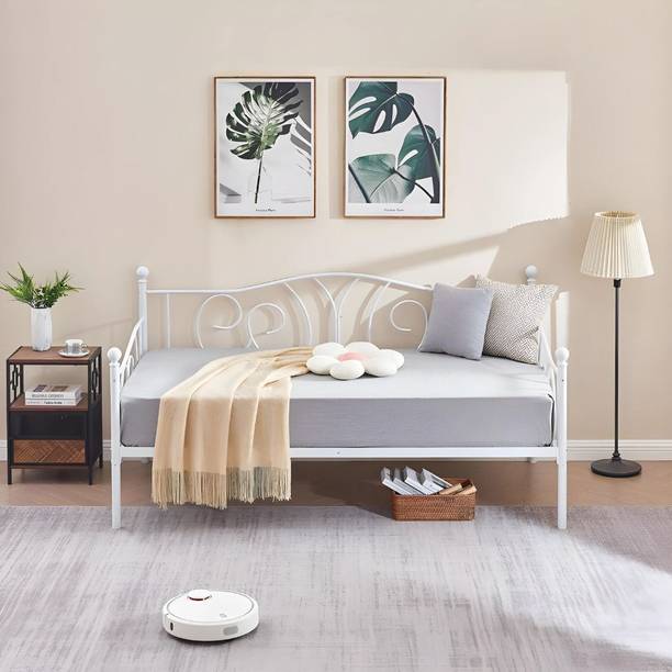 Vibrant Interior Cosmos White Metal (6x2) Fabric 3 Seater  Sofa