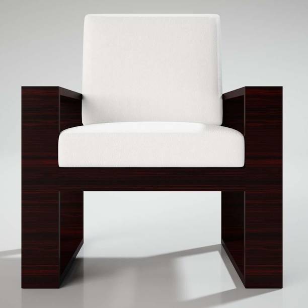 Sekar Lifestyle Teak Wood Classic Series (White Color, Mahogany Finish) Fabric 1 Seater  Sofa