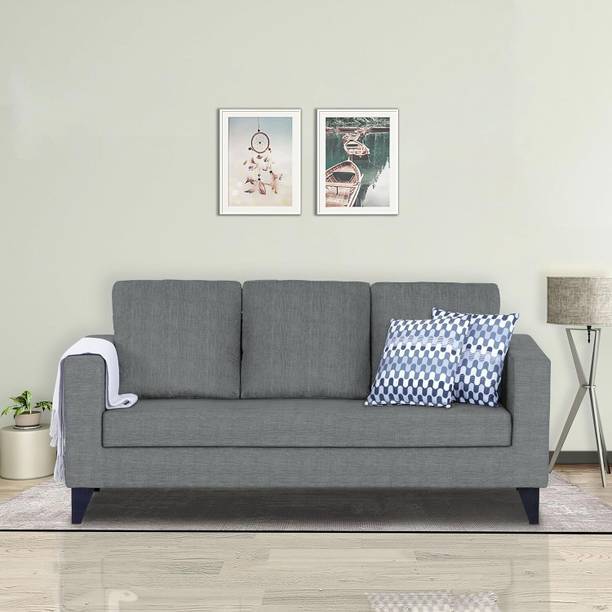 Manorekha Solid Wood Framed Upholstered Three Seater Fabric Sofa For Living Room/ Office | Fabric 3 Seater  Sofa