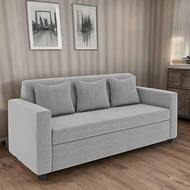 LIVEWELL Premium Quality Jute Fabric 3 Seater  Sofa