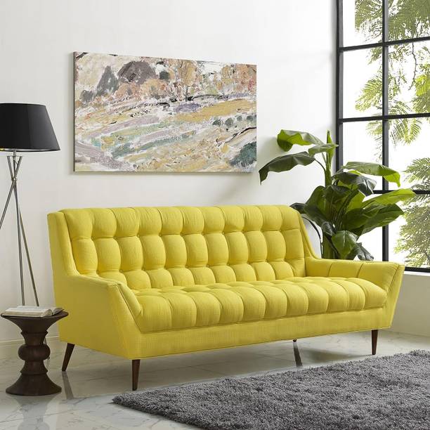 India wood mart Wooden Sofa Chaise Longue for Your Bedroom, Living Room and Loving Spaces Leather 3 Seater  Sofa