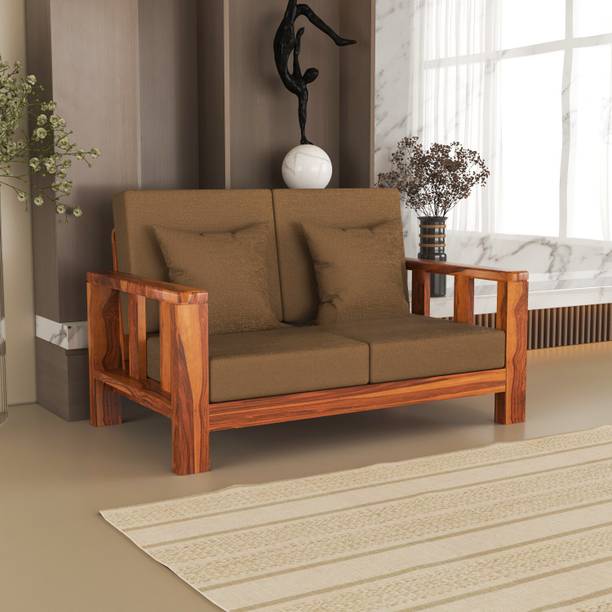 Sarswati Furniture Solid Sheesham Wooden Fabric Sofa For Living Room, Home & Office Fabric 2 Seater  Sofa