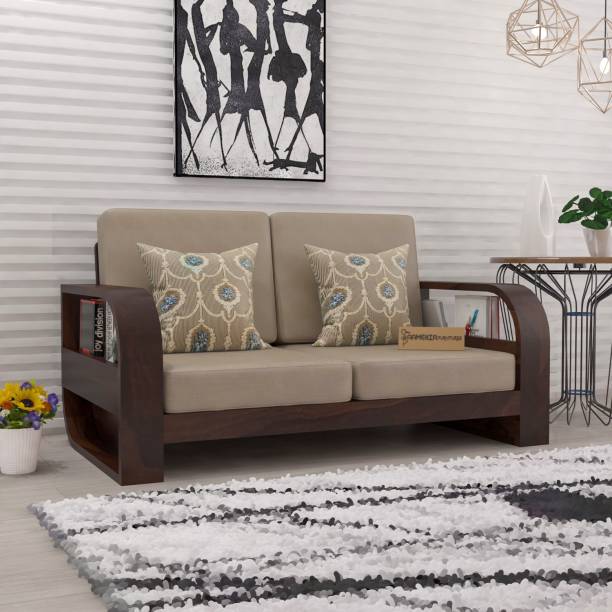 saamenia furnitures Solid Sheesham Wood Two Seater Sofa Set For Living Room / Hotel / Cafe. Fabric 2 Seater  Sofa
