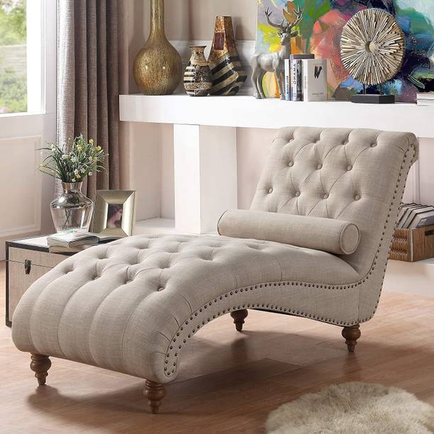Artistic Interior Crafts Velvet 1 Seater Modern Chesterfield Sofa (Baige) Fabric 1 Seater  Sofa