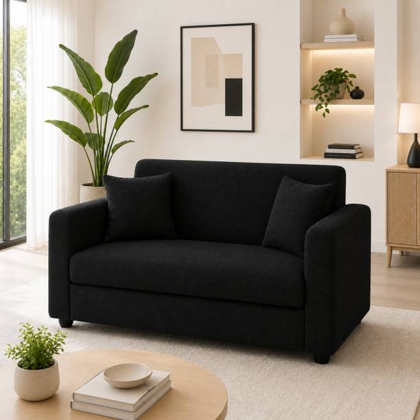 WAKESURE Premium Quality Jute Fabric 2 Seater Sofa