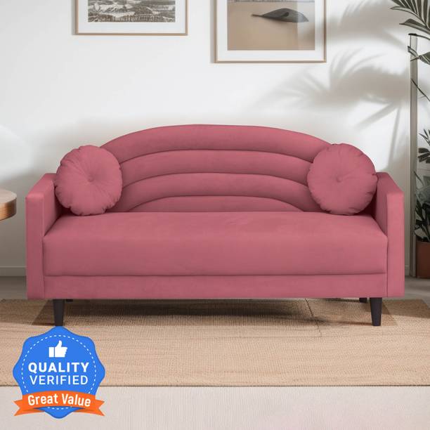 ARRA Rainbow Three Seater Sofa Round Quilted Back with Soft Velvet Fabric Fabric 3 Seater  Sofa